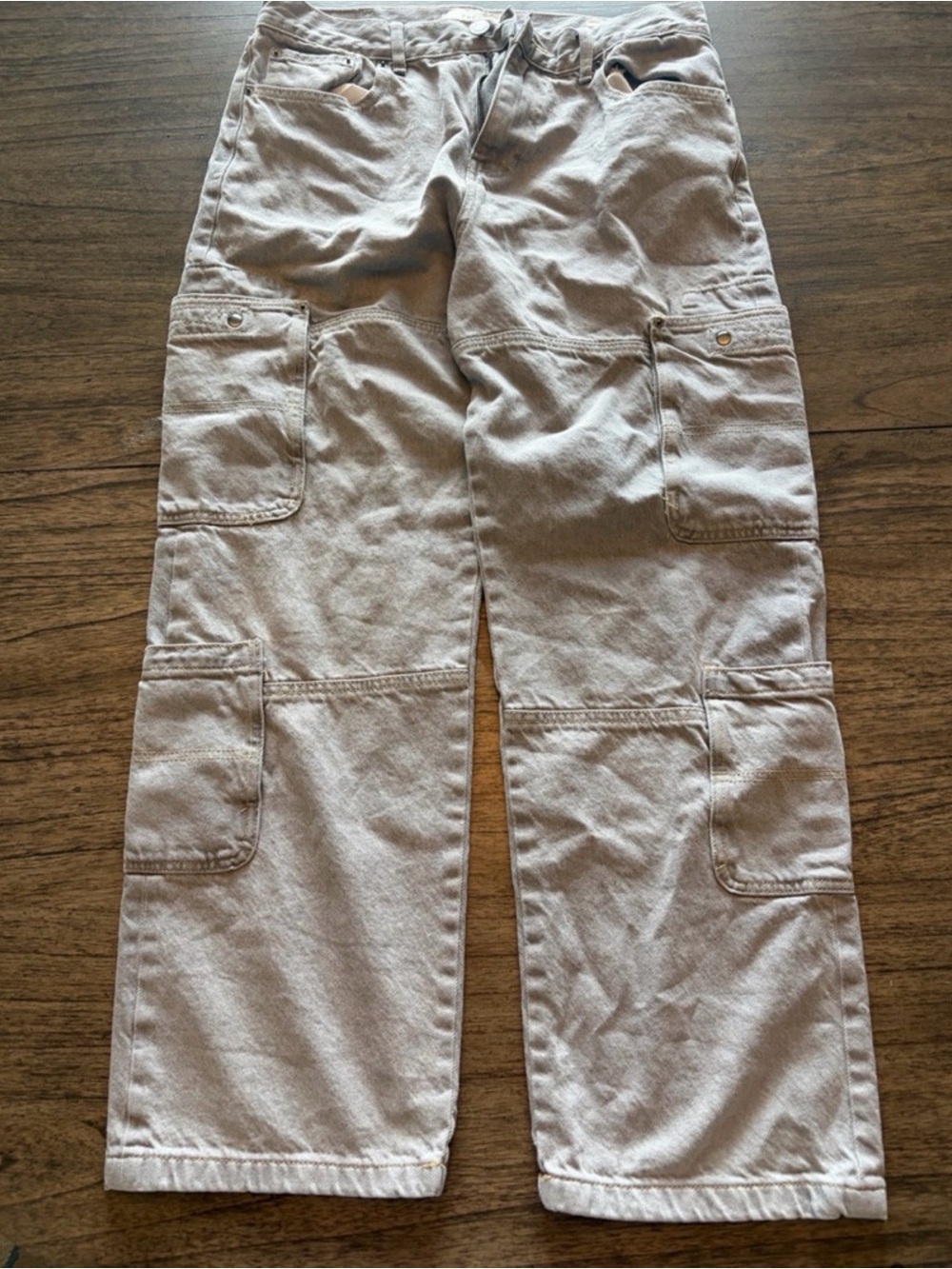 Pacsun Men’s Light Grey Washed Cargo Jeans